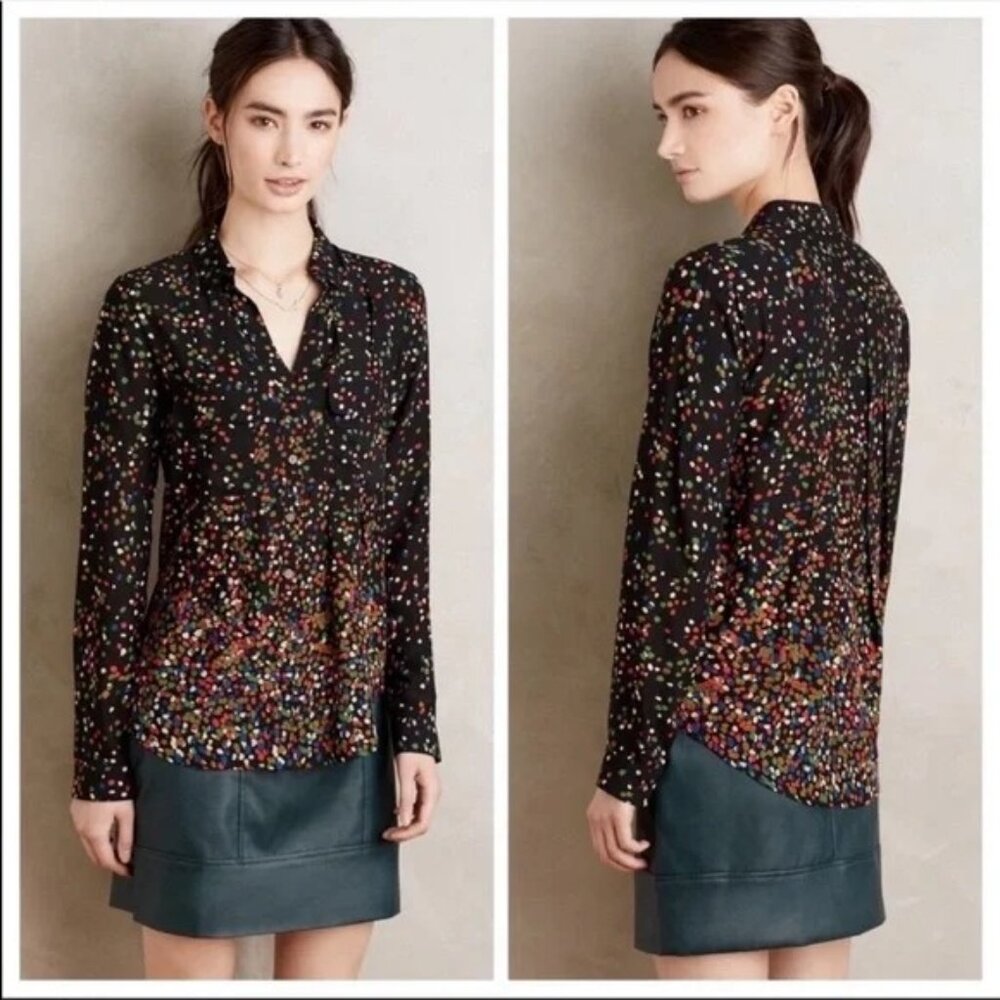Anthropologie Maeve Womens 4 Wynnwood Confetti Button Up Top Blouse Shirt